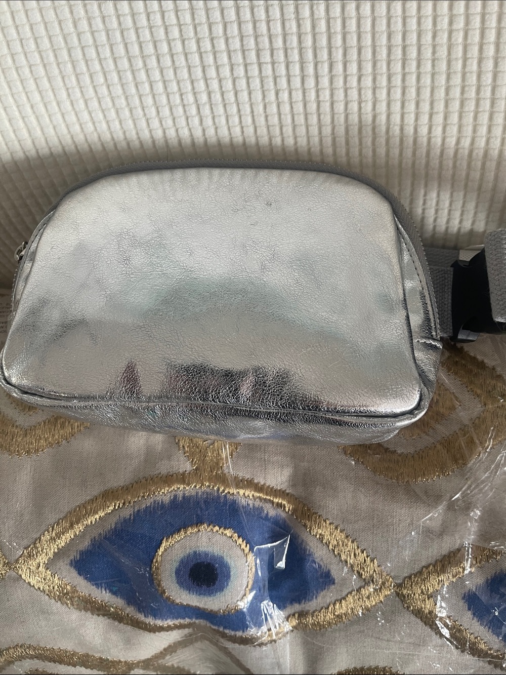 Belt bag - Silver Metallic Women's sling & Belt Bag